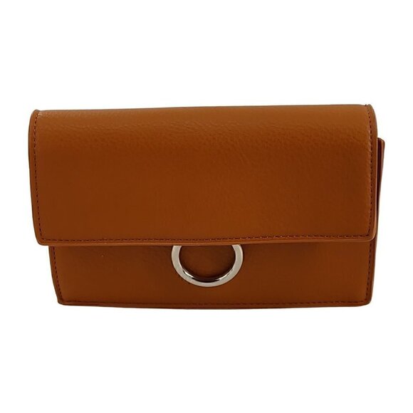 EXPRESSIONS NYC Small Carmel Faux Leather Crossbody Adjustable Strap Chain Accen - Picture 1 of 9